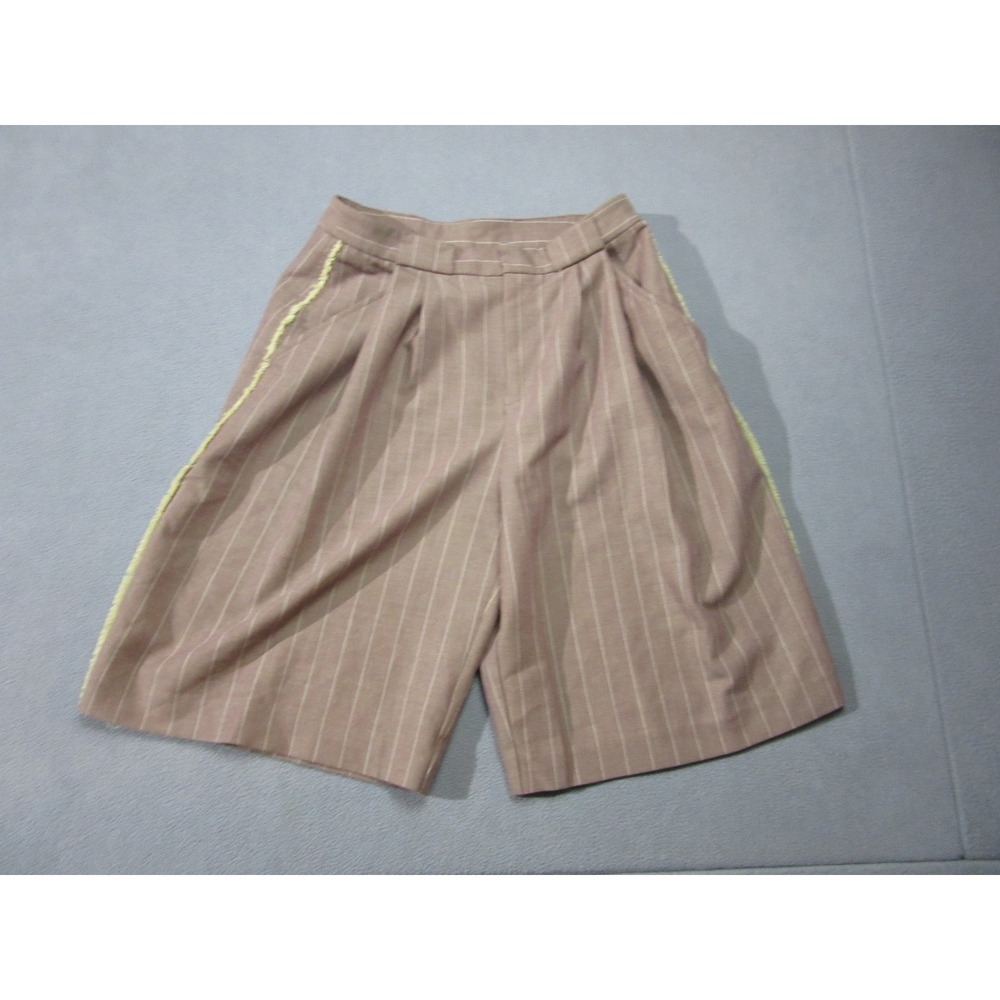 Anthropologie Shorts Womens 8 Brown Striped Culottes High Rise Fringe Detail
